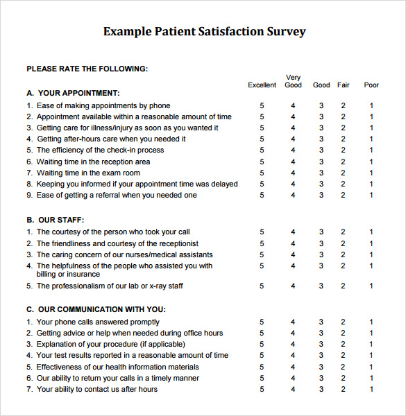 free patient satisfaction survey