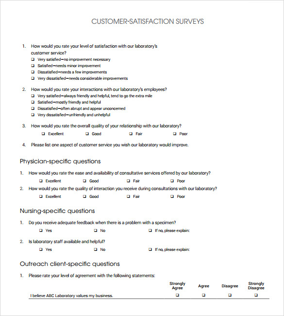 example of client satisfaction survey