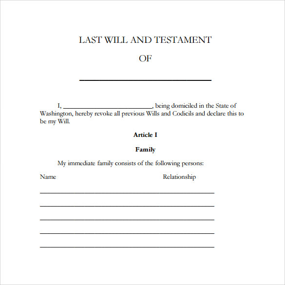 FREE 7+ Sample Last Will And Testament Forms in MS Word | PDF