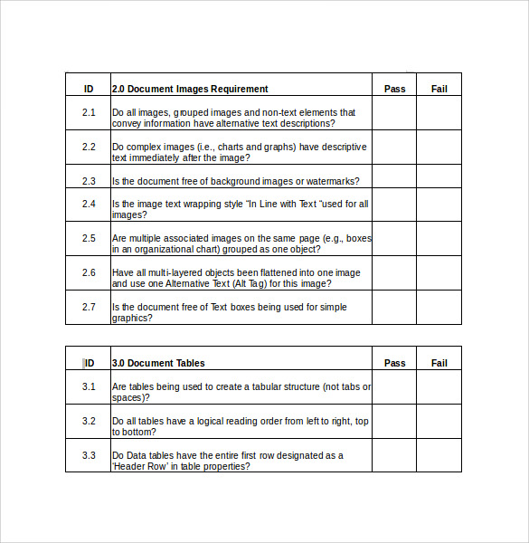 sample word checklist template