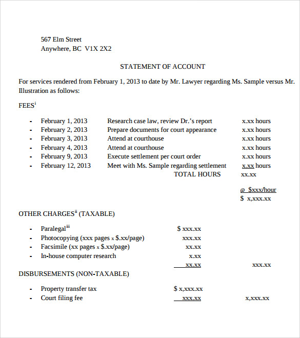 statement of account template download