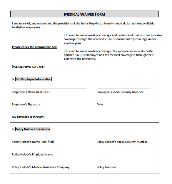 Generic Printable Waiver Form