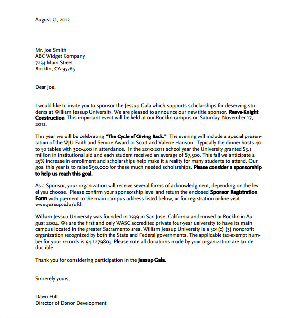 sample fundraising letter download 