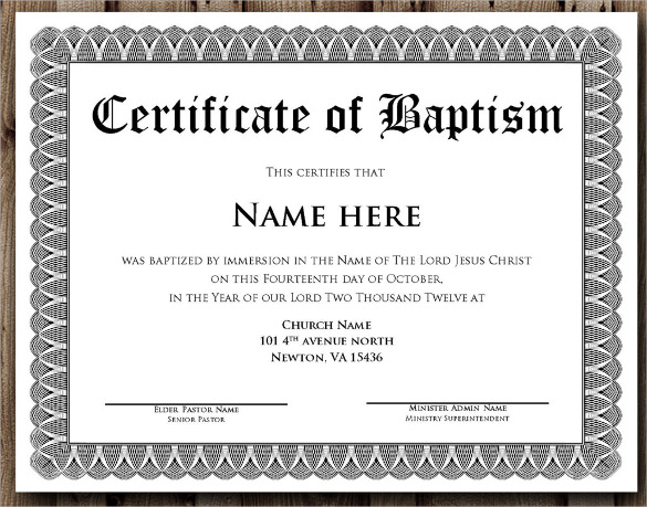 Baptism Certificate Template Download