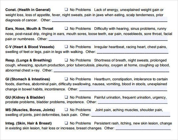 sample review of systems template1