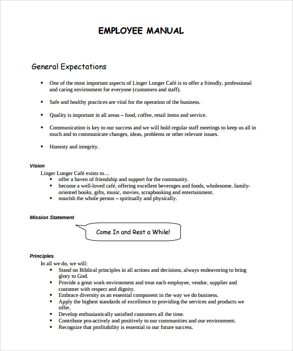 employee manual sample template