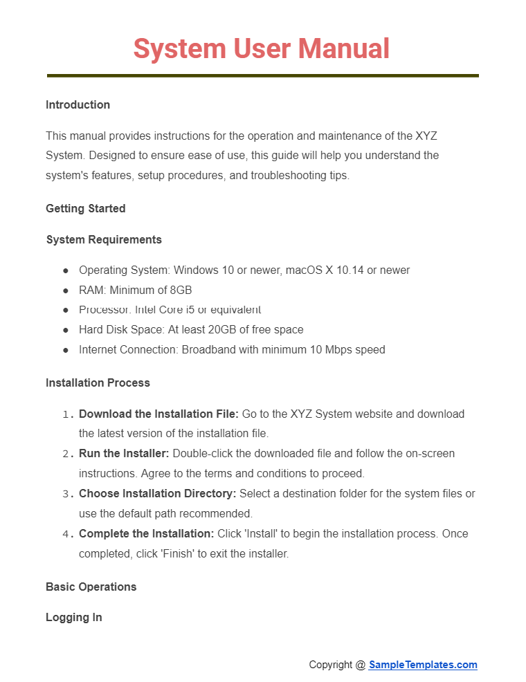 system user manual