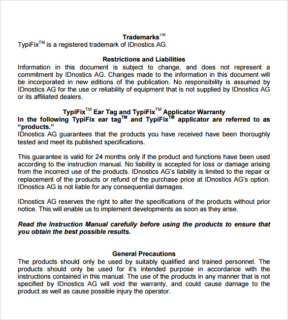 sample instruction manual template free