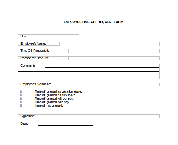 time off request form doc