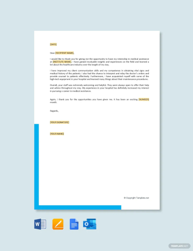 free medical assistant thank you letter after internship template
