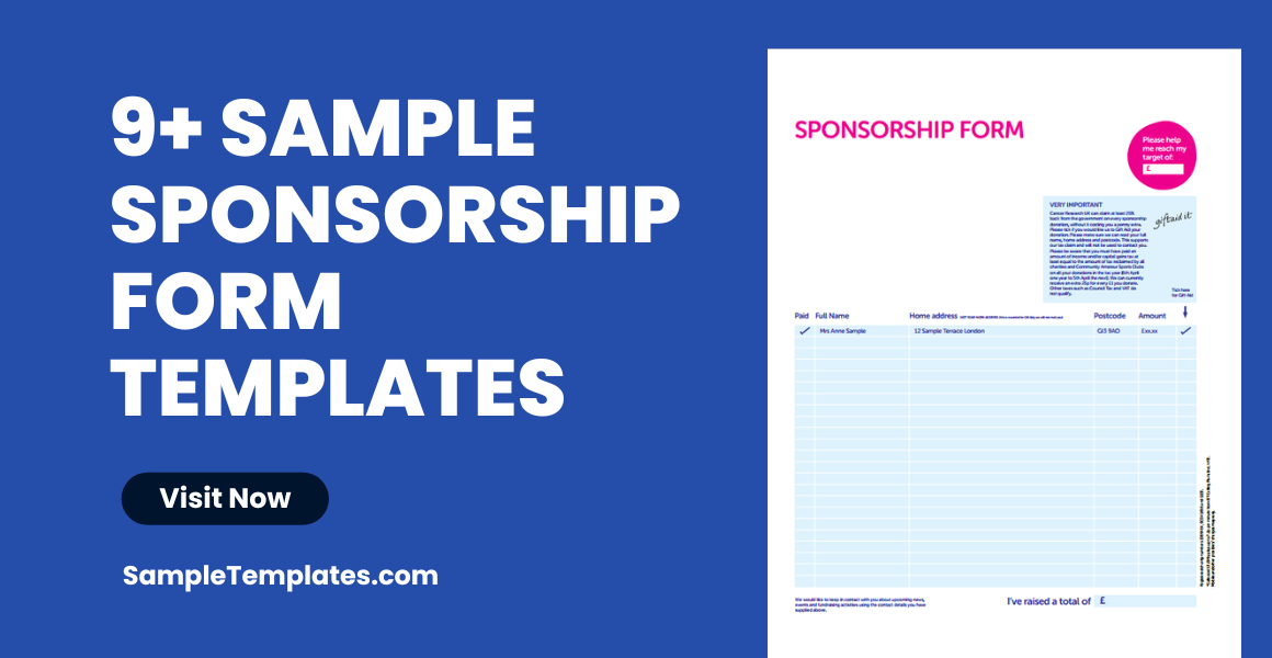 Sample Sponsorship Form Template