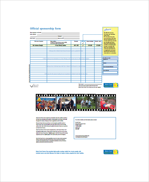 official sponsorship form