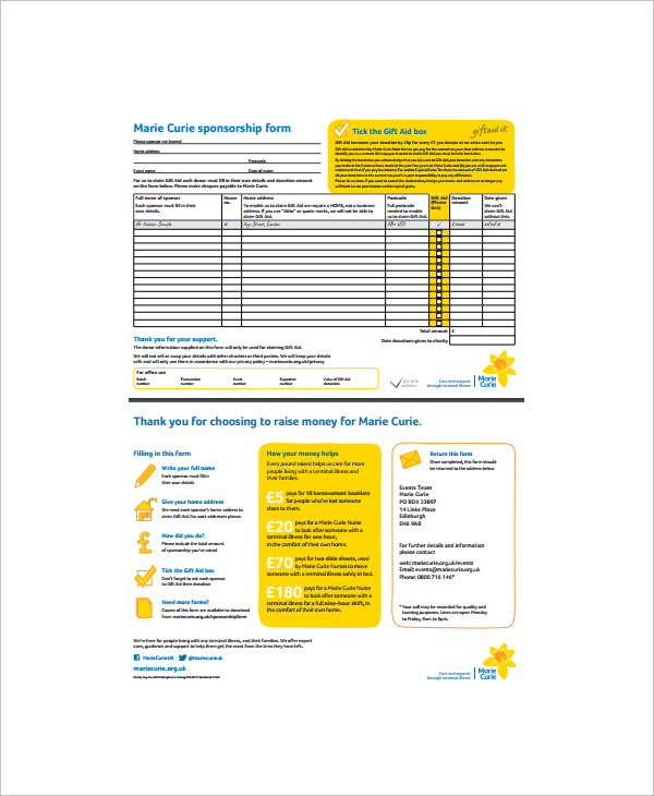 sponsorship donation form