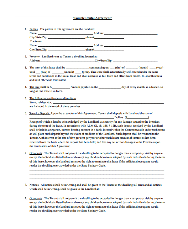 Free Printable Landlord Lease Agreement