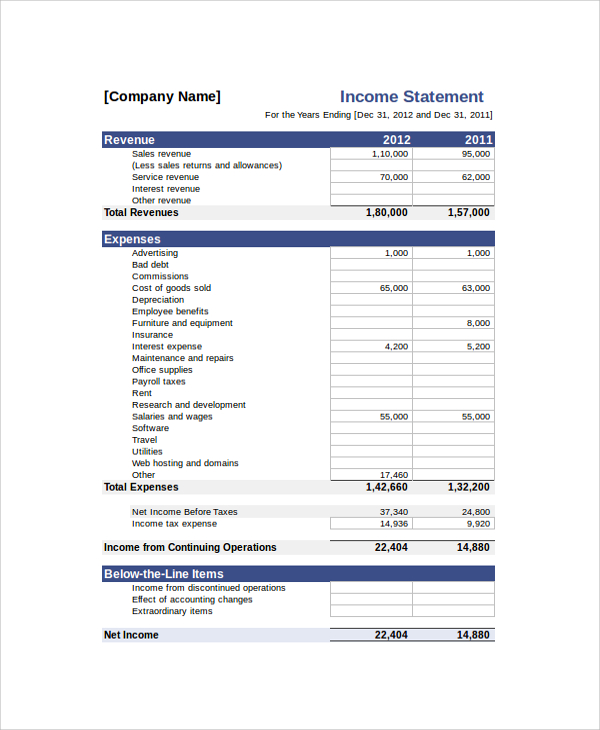 FREE 8+ Income Statements Samples in PDF