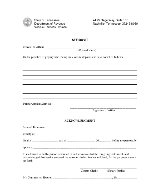 Affidavit Template Pdf