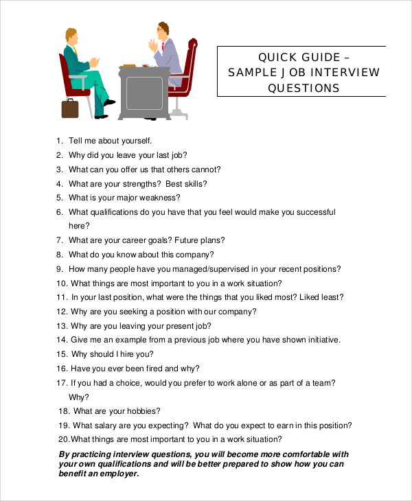 sample job interview questions