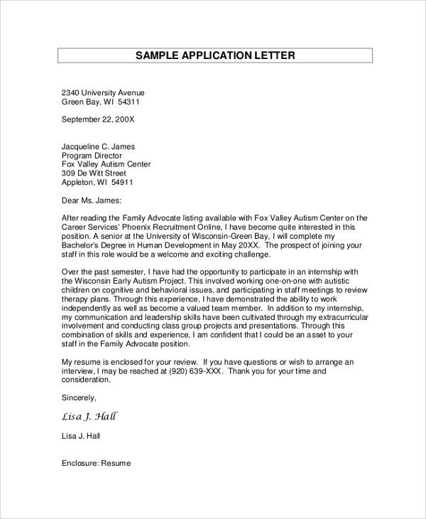 FREE 34+ Sample Application Letter Templates in PDF | MS Word