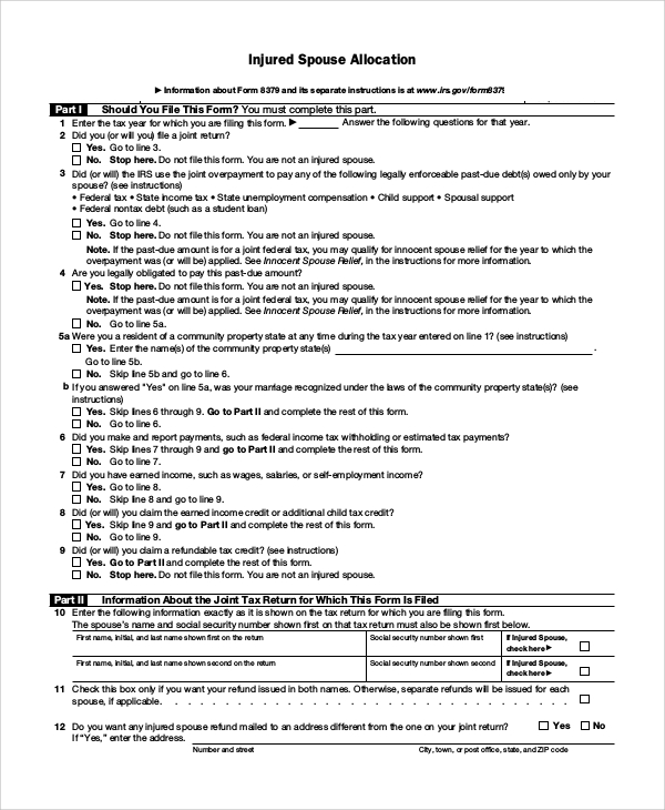 injured spouse form status