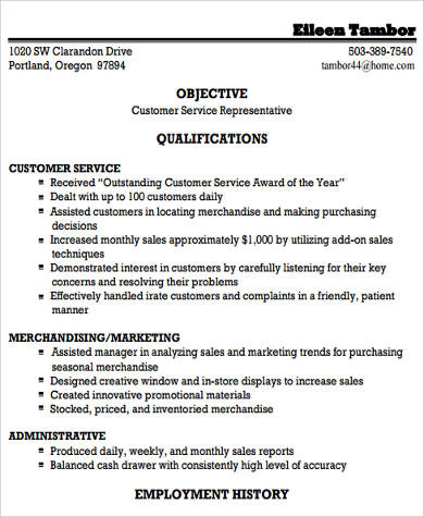 retail customer service resume example1