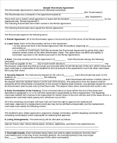 FREE 5+ Roommate Lease Agreement Samples in MS Word | PDF