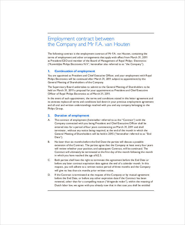 executive employment contract pdf