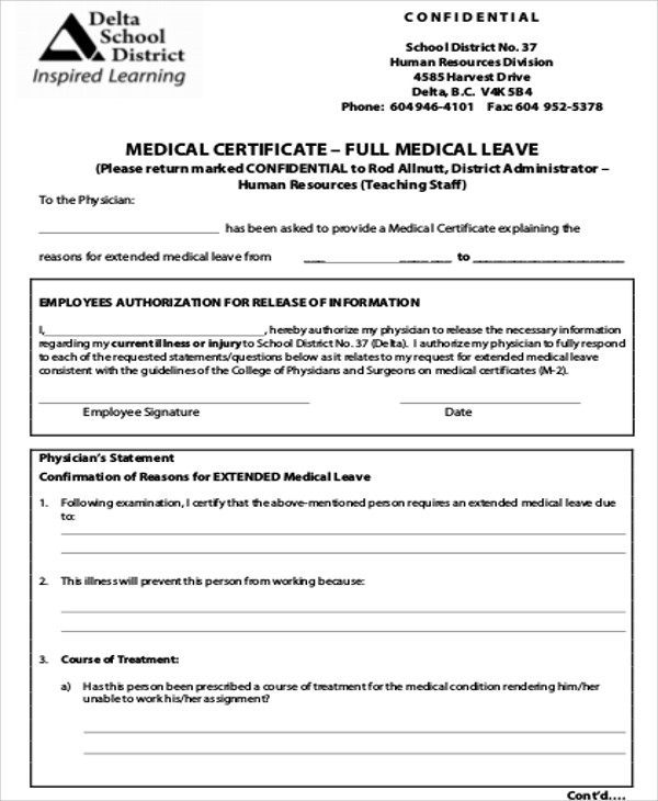 Medical Certificate For School Admission