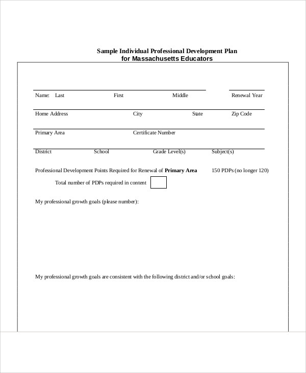 individual professional development plan example