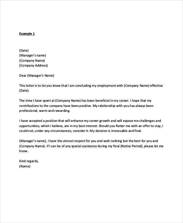 FREE 11+ Sample Manager Resignation Letter Templates in PDF | MS Word ...