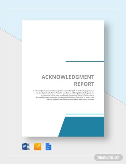 acknowledgement report 