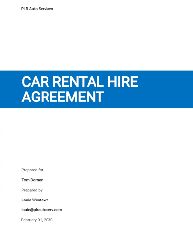 car rental hire agreement template