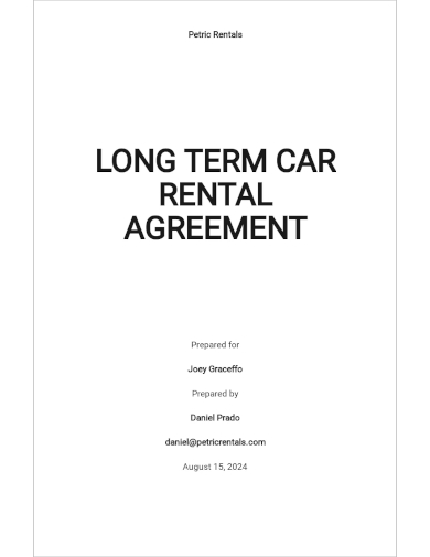 long term car rental agreement template