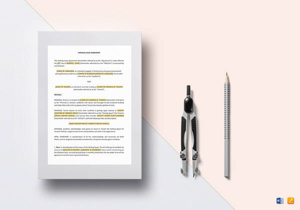 parking lease agreement word template