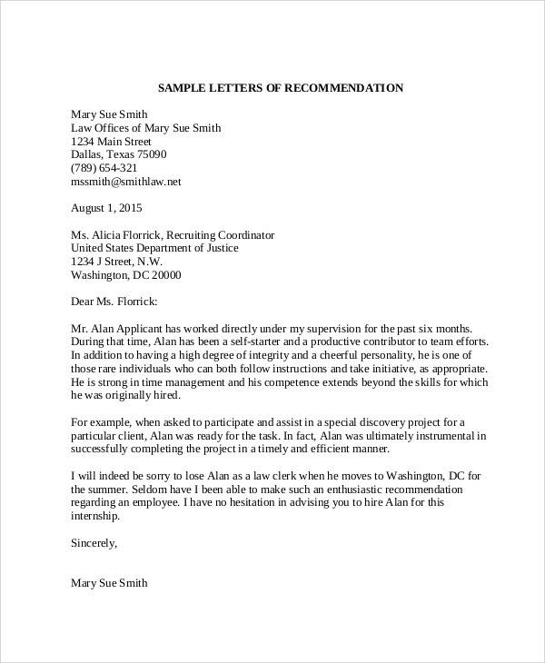 FREE 11+ Sample Employer Recommendation Letter Templates in PDF | MS Word