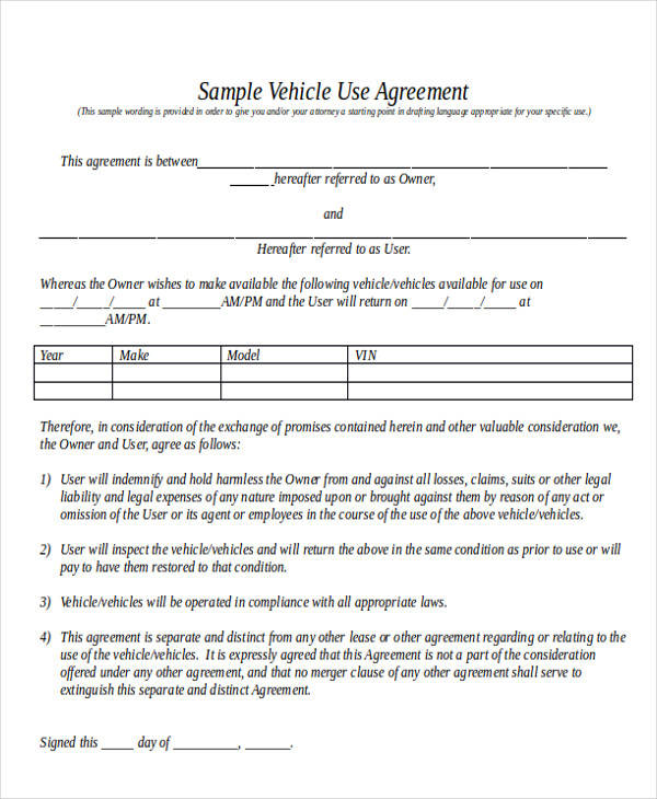 blank truck lease agreement sample