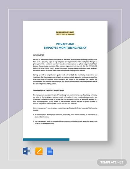 privacy and employee monitoring policy template