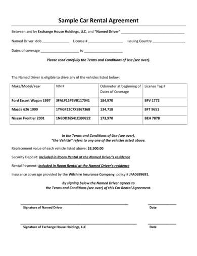 sample web car rental agreement 1