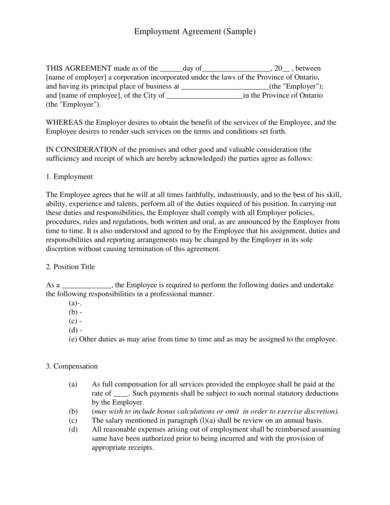 sample employment contract template