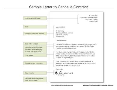 sample letter to cancel a contract 1