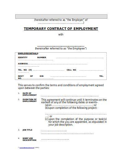 temporary employee contract sample