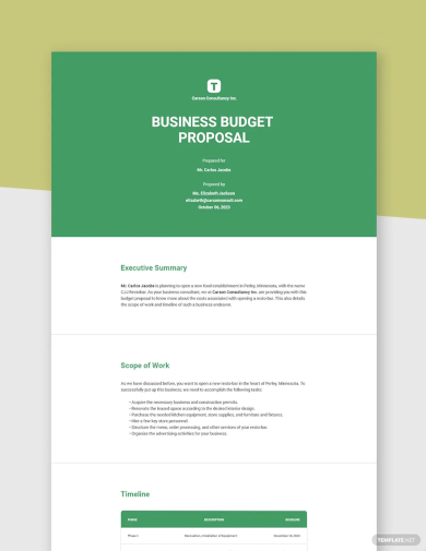 business budget proposal template