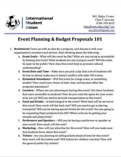 event budget proposal template