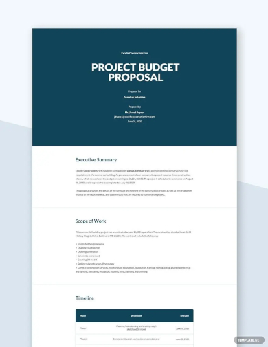 project budget proposal template