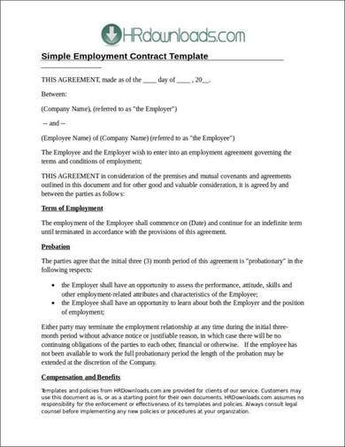 FREE 18+ Simple Contract Templates in PDF | MS Word | Excel | Pages ...