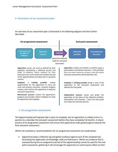 junior management consultant assessment plan