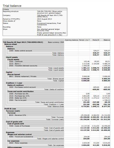 simple trail balance template