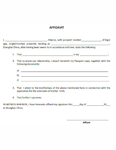 Affidavit Of Relationship Template