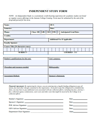 independent study form template