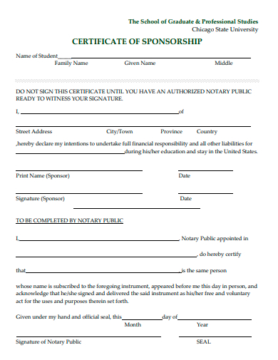 printable sponsorship certificate template