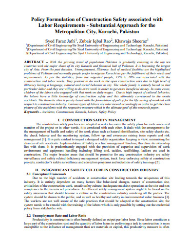 construction safety policy template